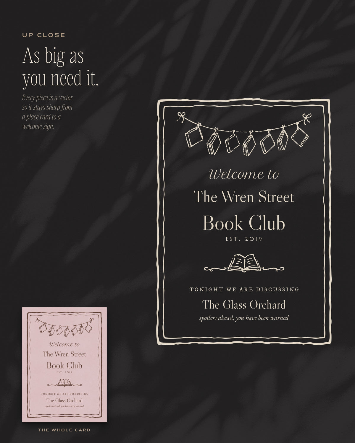 The Book Club Invitation & Sign Builder Kit, up close