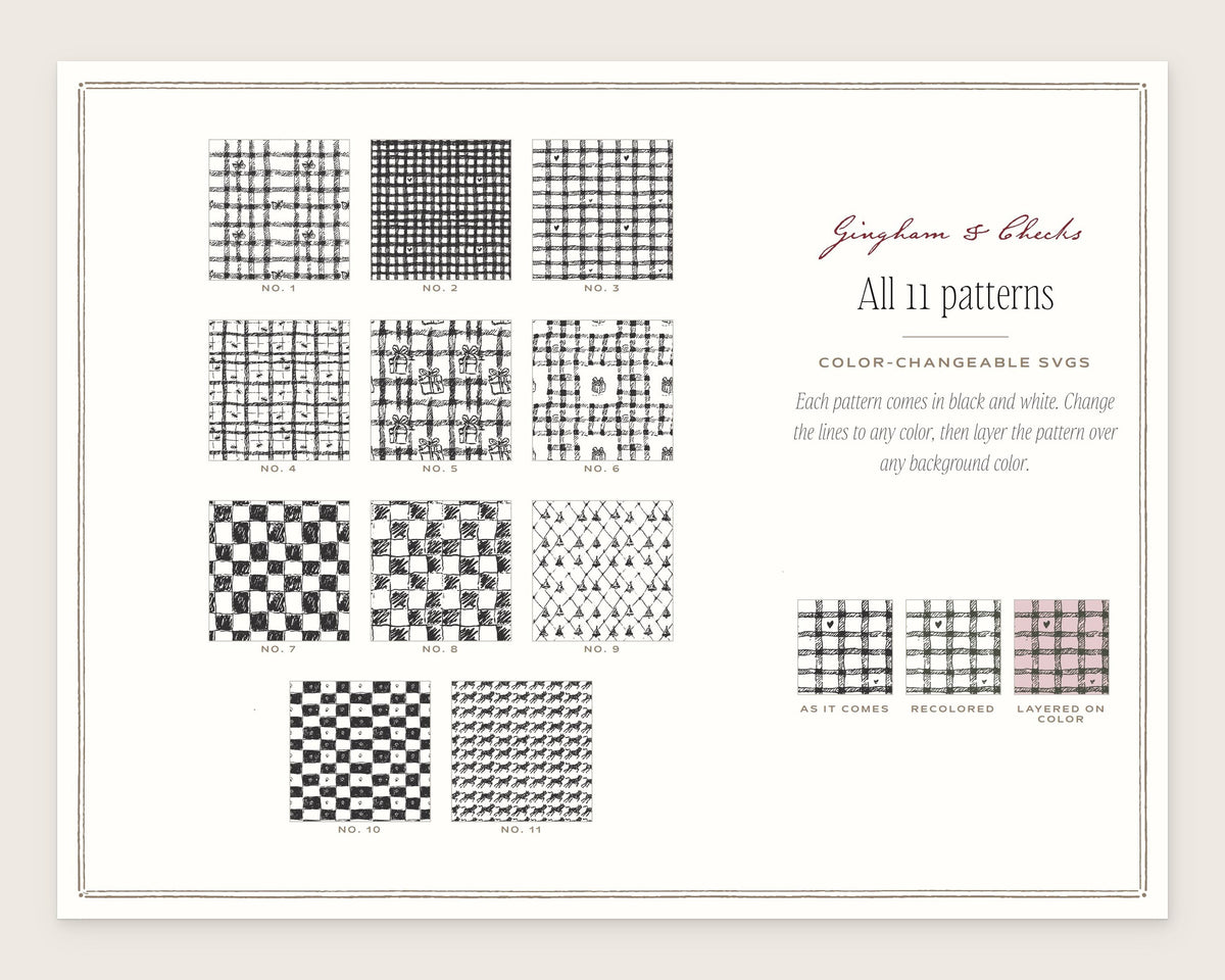 Gingham & Checks Seamless Pattern Bundle, all the patterns