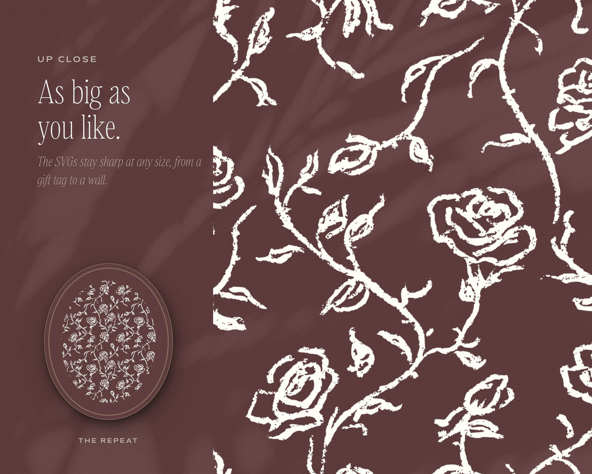Roses & Florals Seamless Pattern Bundle, up close