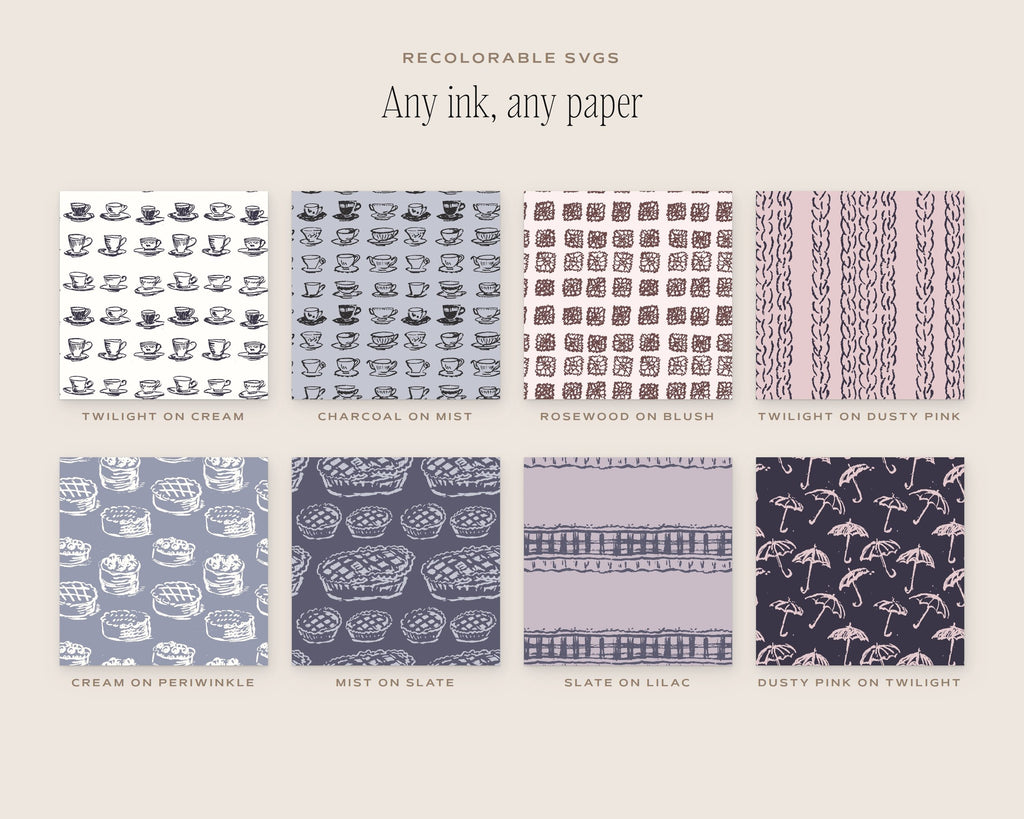 Tea Party & Picnic Seamless Pattern Bundle, any ink, any paper