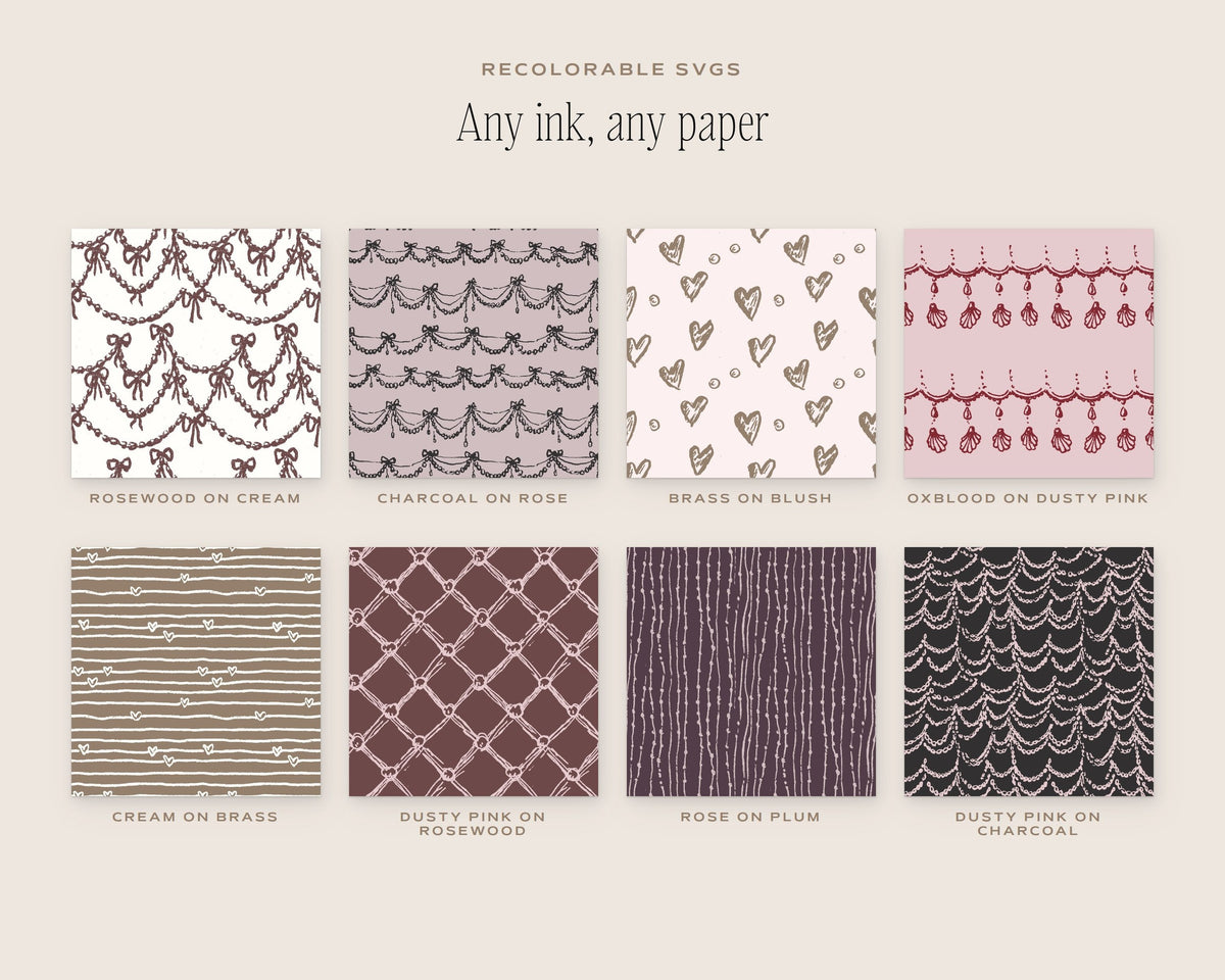 Pearls & Hearts Seamless Pattern Bundle, any ink, any paper