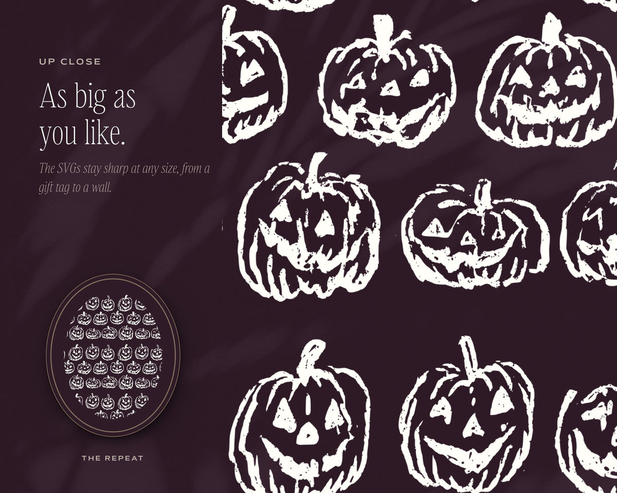 Spooky Seamless Pattern Bundle, up close