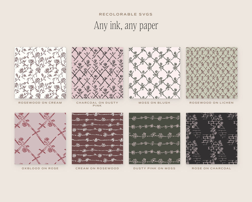 Roses & Florals Seamless Pattern Bundle, any ink, any paper