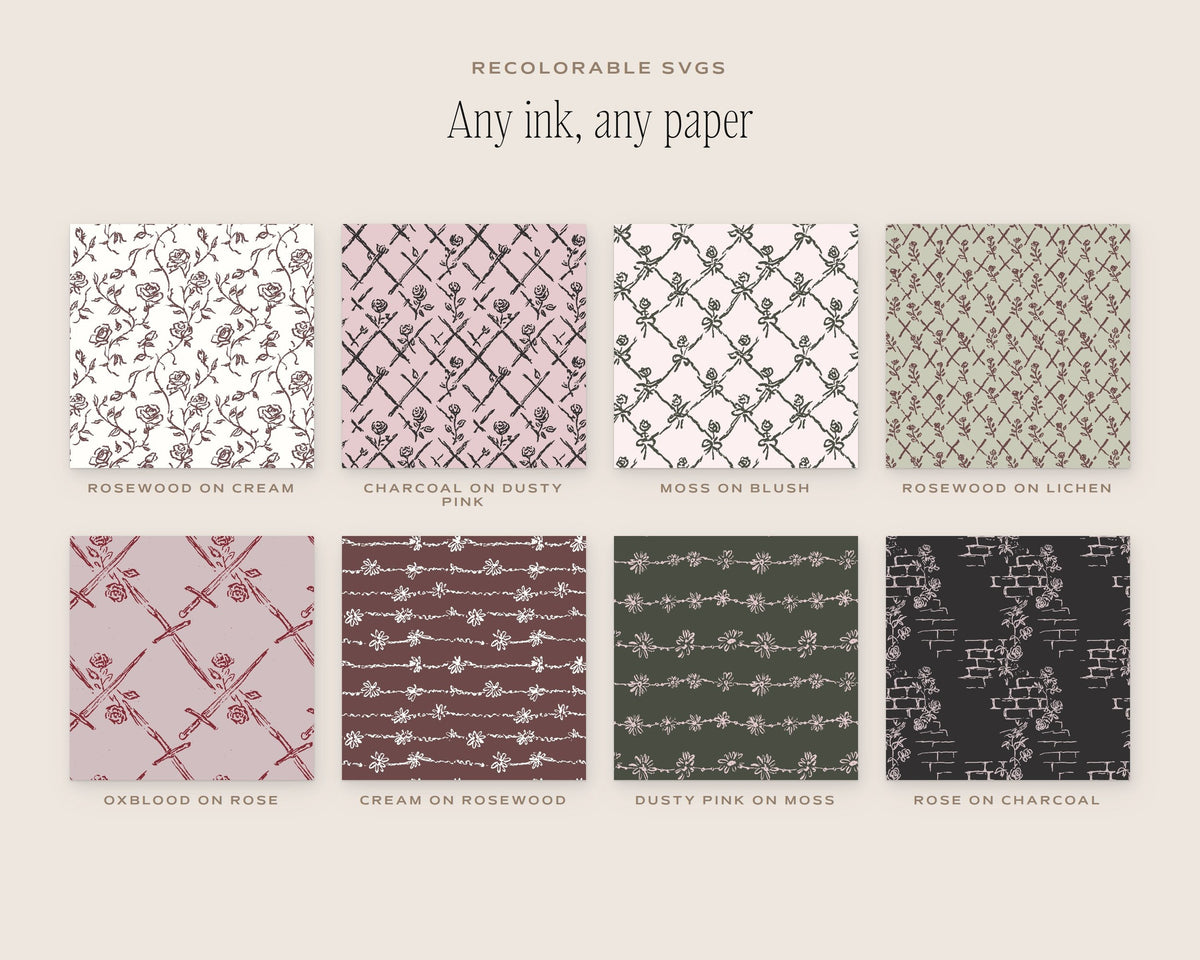 Roses & Florals Seamless Pattern Bundle, any ink, any paper
