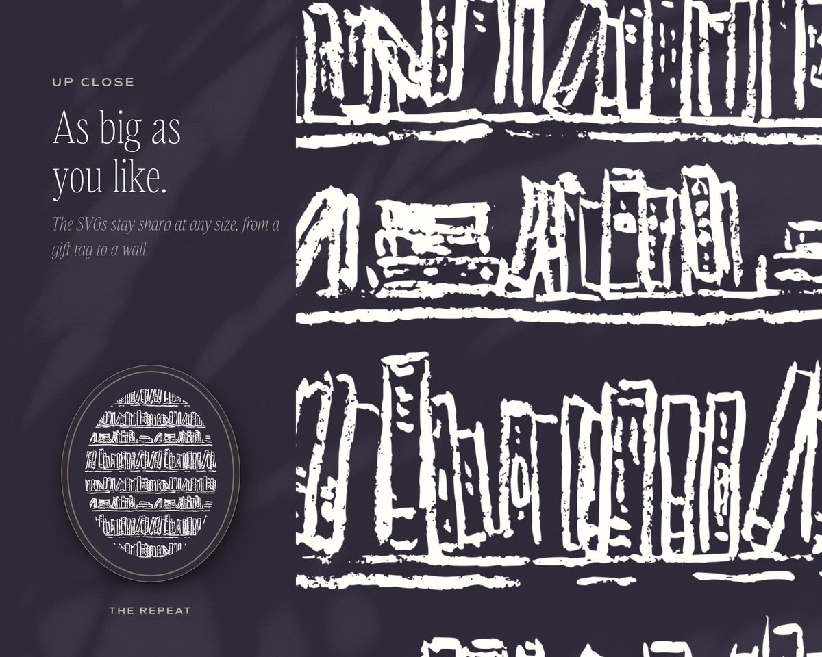 Library & Letters Seamless Pattern Bundle, up close