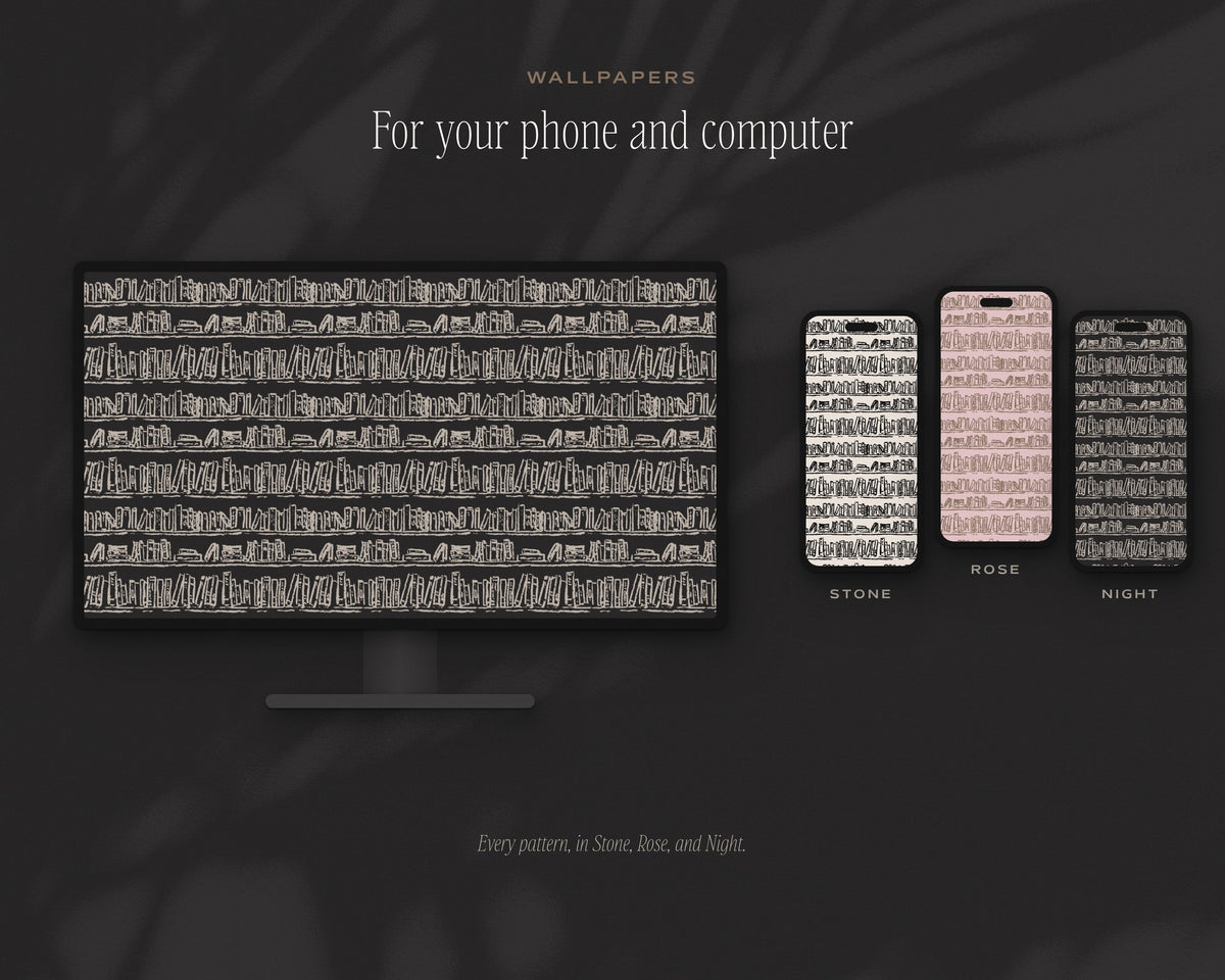 Library & Letters Seamless Pattern Bundle, wallpapers