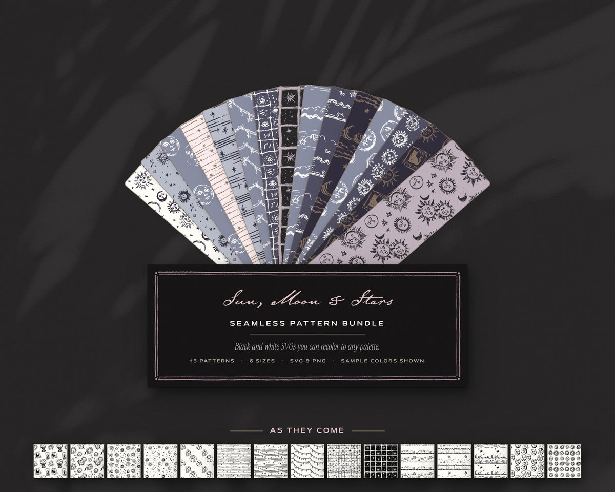 Sun, Moon & Stars Seamless Pattern Bundle, the fan