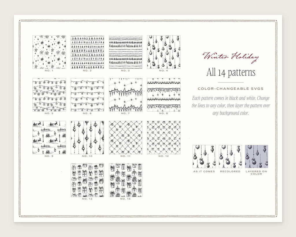 Winter Holiday Seamless Pattern Bundle, all the patterns