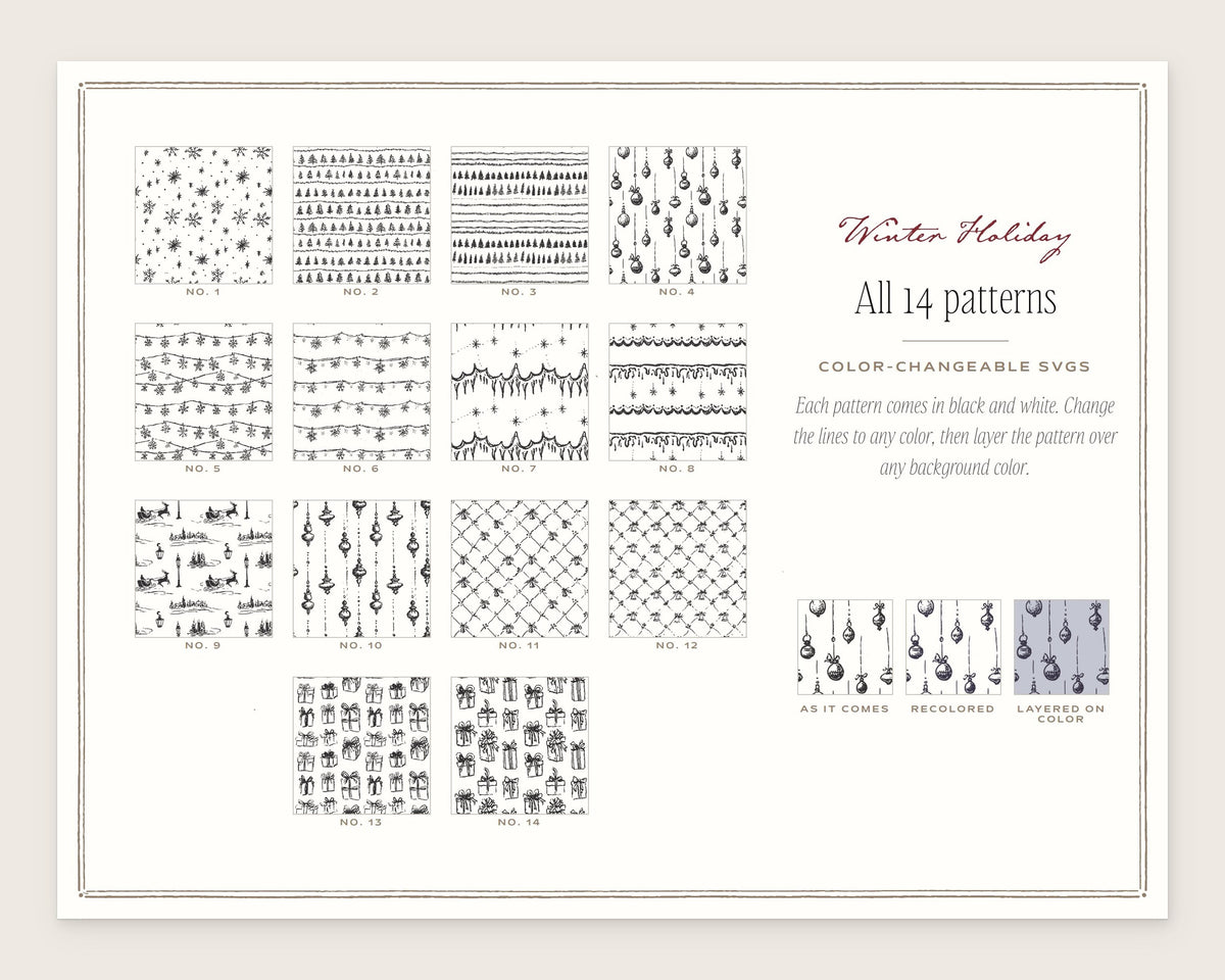Winter Holiday Seamless Pattern Bundle, all the patterns