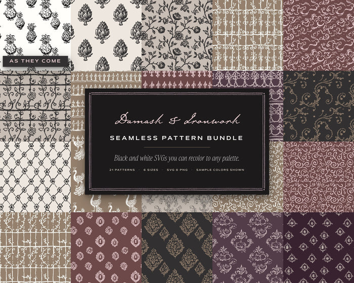 Damask & Ironwork Seamless Pattern Bundle