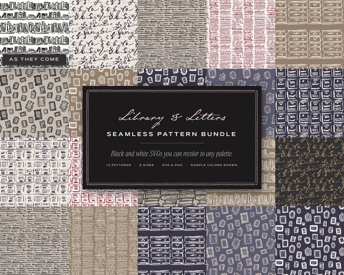 Library & Letters Seamless Pattern Bundle
