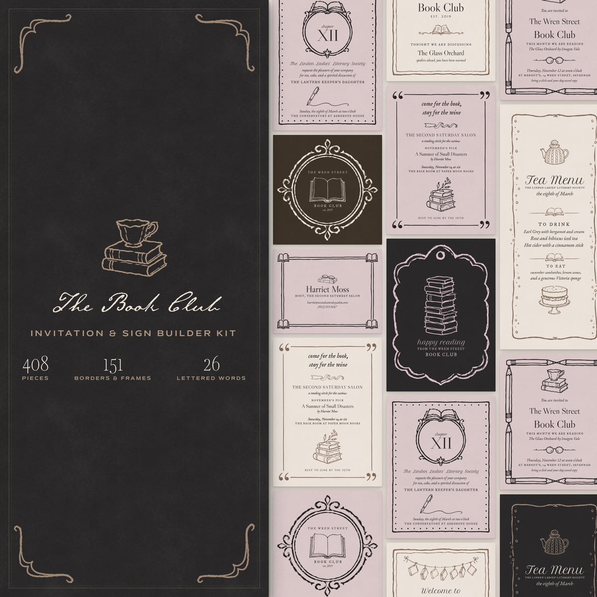 The Book Club Invitation & Sign Builder Kit, cover