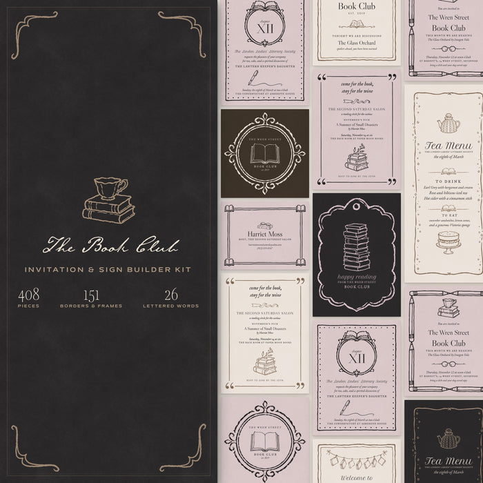 The Book Club Invitation & Sign Builder Kit