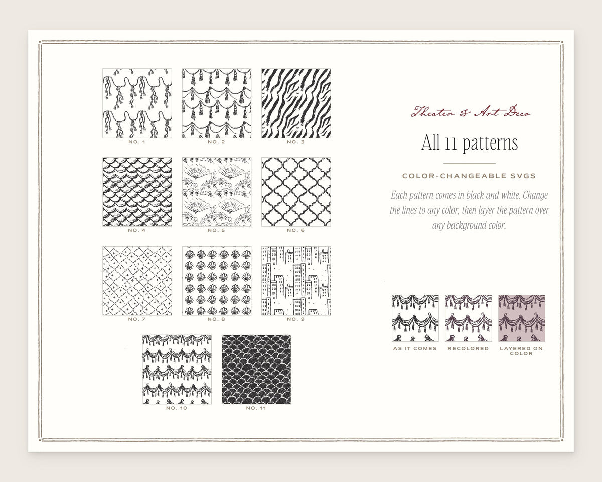 Theater & Art Deco Seamless Pattern Bundle, all the patterns