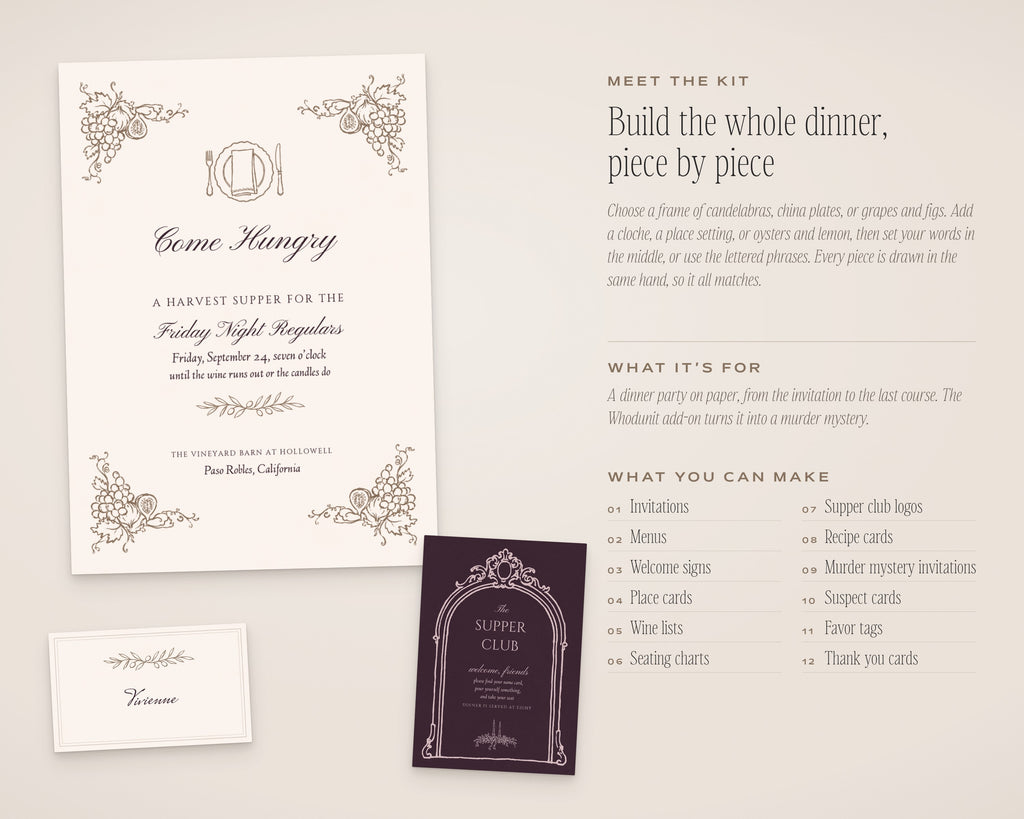 The Supper Club Invitation & Sign Builder Kit, introduction