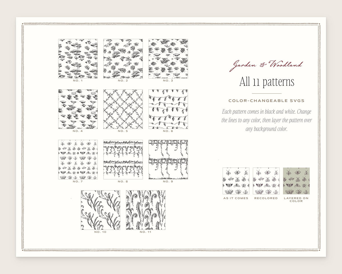 Garden & Woodland Seamless Pattern Bundle, all the patterns
