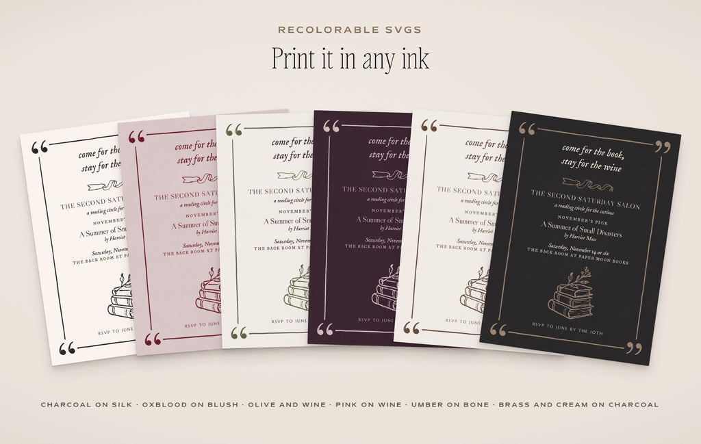 The Book Club Invitation & Sign Builder Kit, any ink