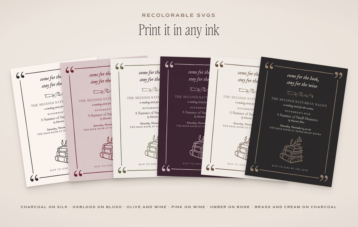 The Book Club Invitation & Sign Builder Kit, any ink