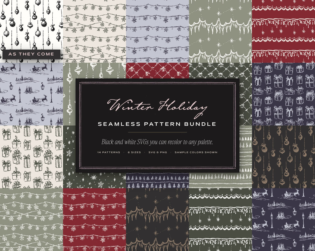 Winter Holiday Seamless Pattern Bundle, cover
