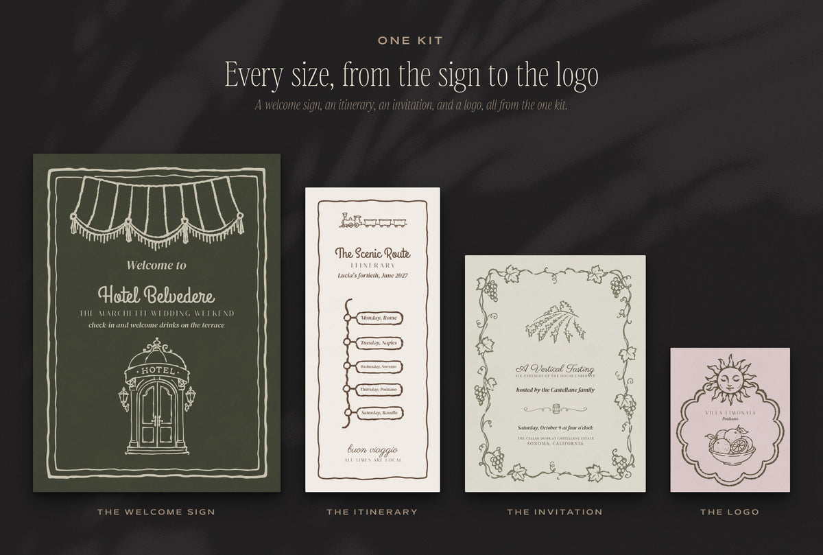 The Grand Vacation Invitation & Sign Builder Kit, every size