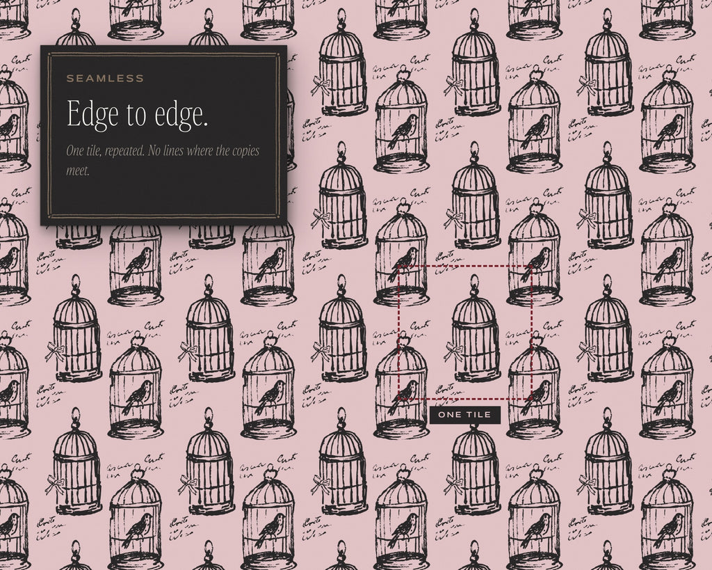 Toile & Vignettes Seamless Pattern Bundle, edge to edge