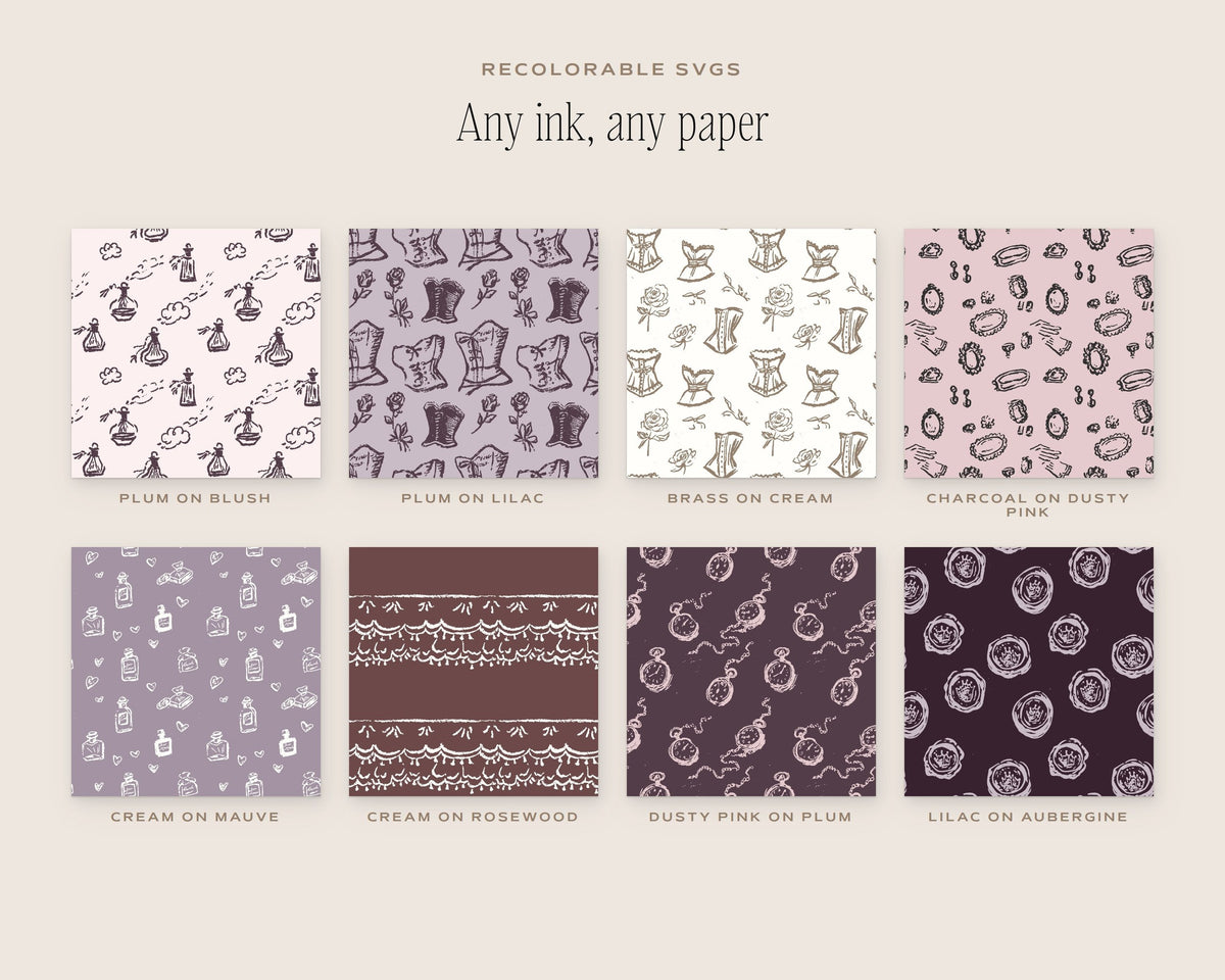 Vanity & Boudoir Seamless Pattern Bundle, any ink, any paper