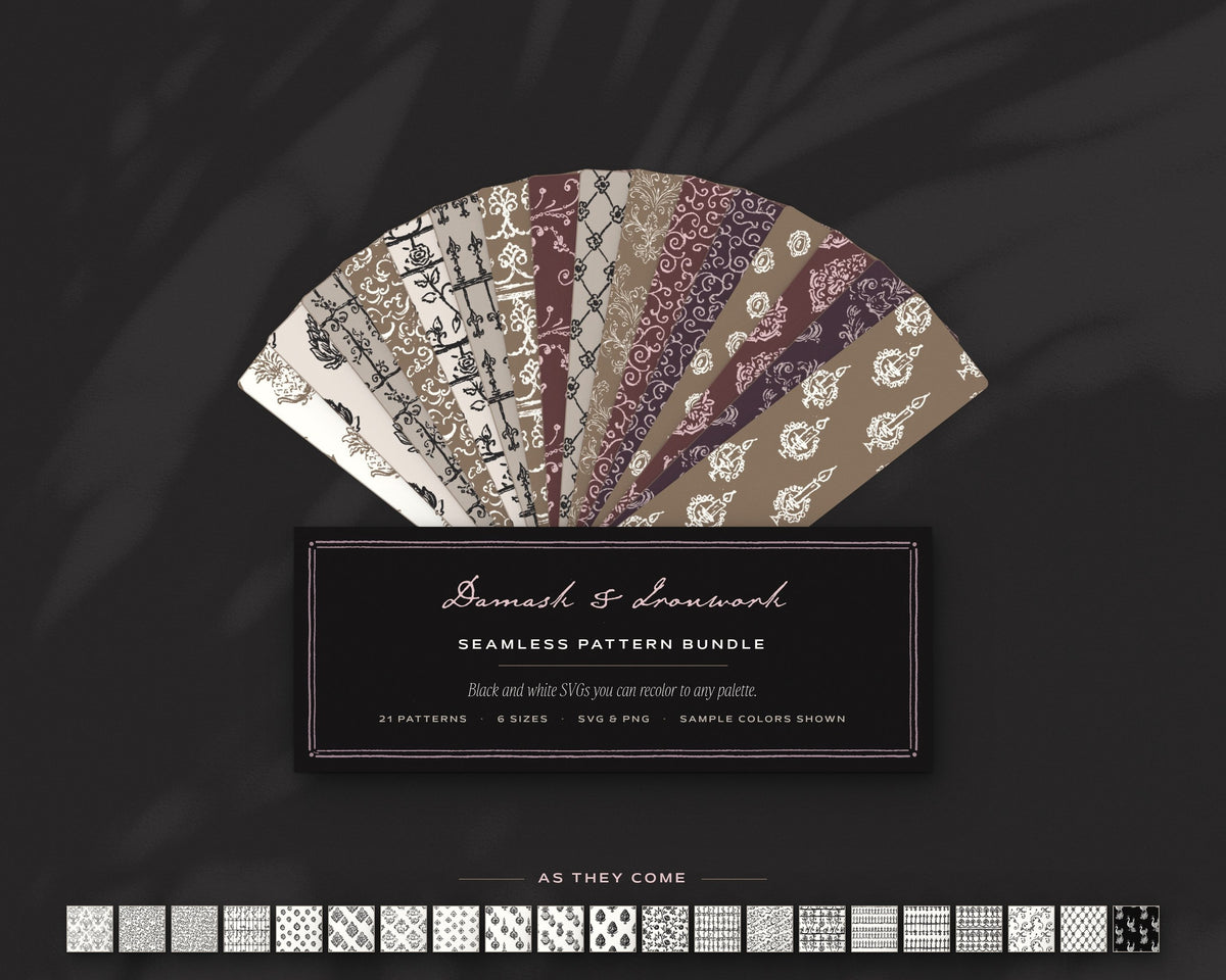 Damask & Ironwork Seamless Pattern Bundle, the fan