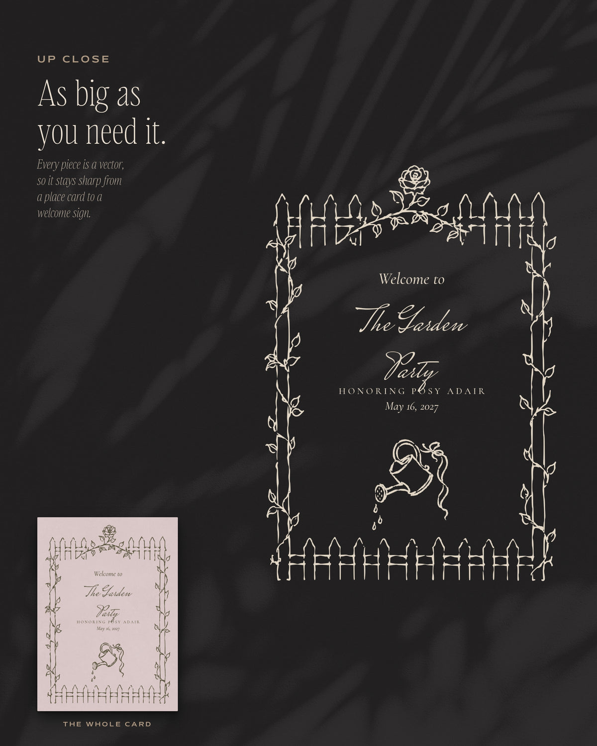 The Garden Soiree Invitation & Sign Builder Kit, up close