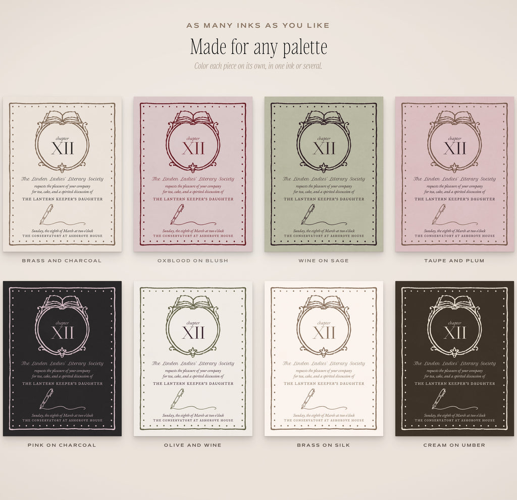 The Book Club Invitation & Sign Builder Kit, any palette