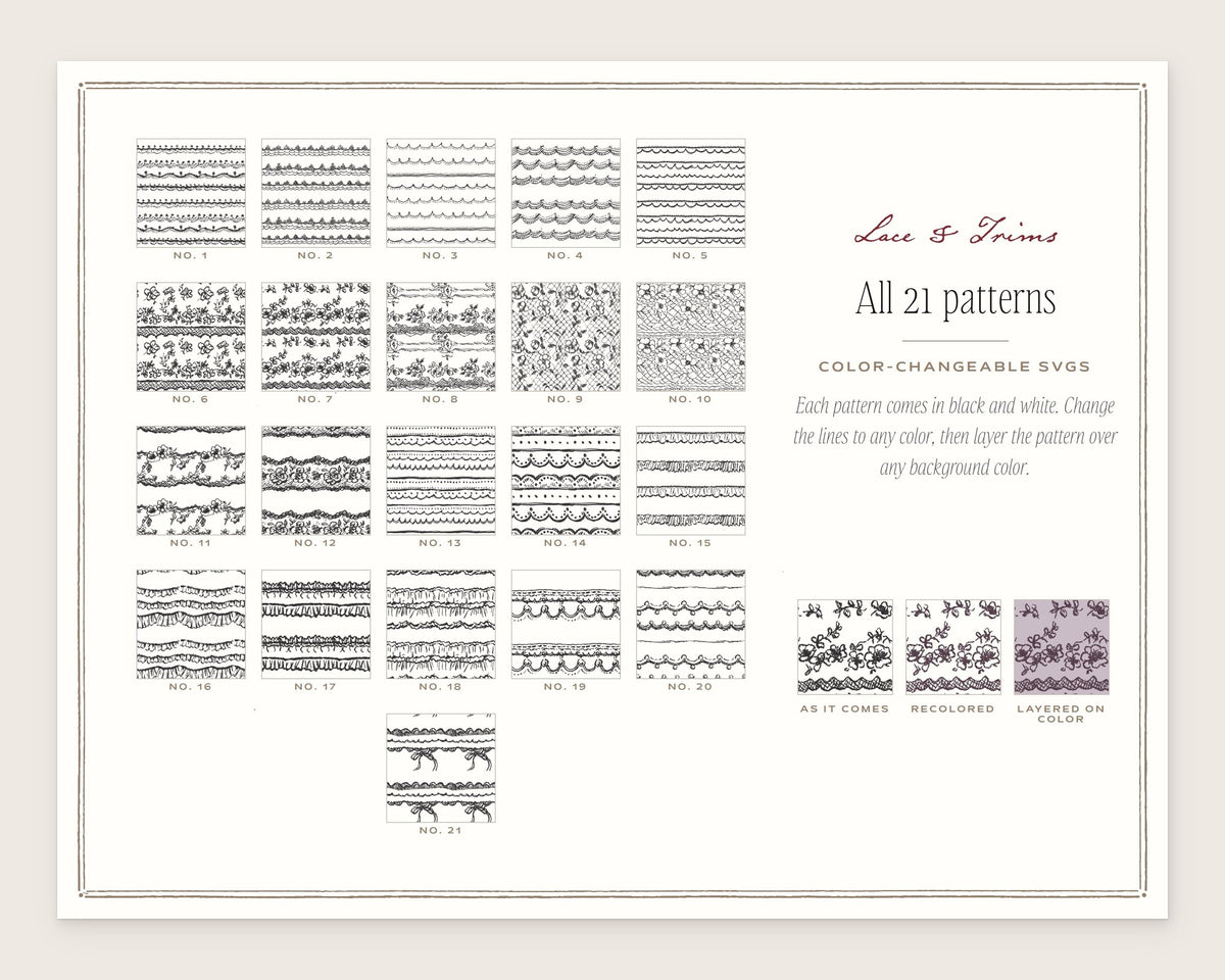 Lace & Trims Seamless Pattern Bundle, all the patterns