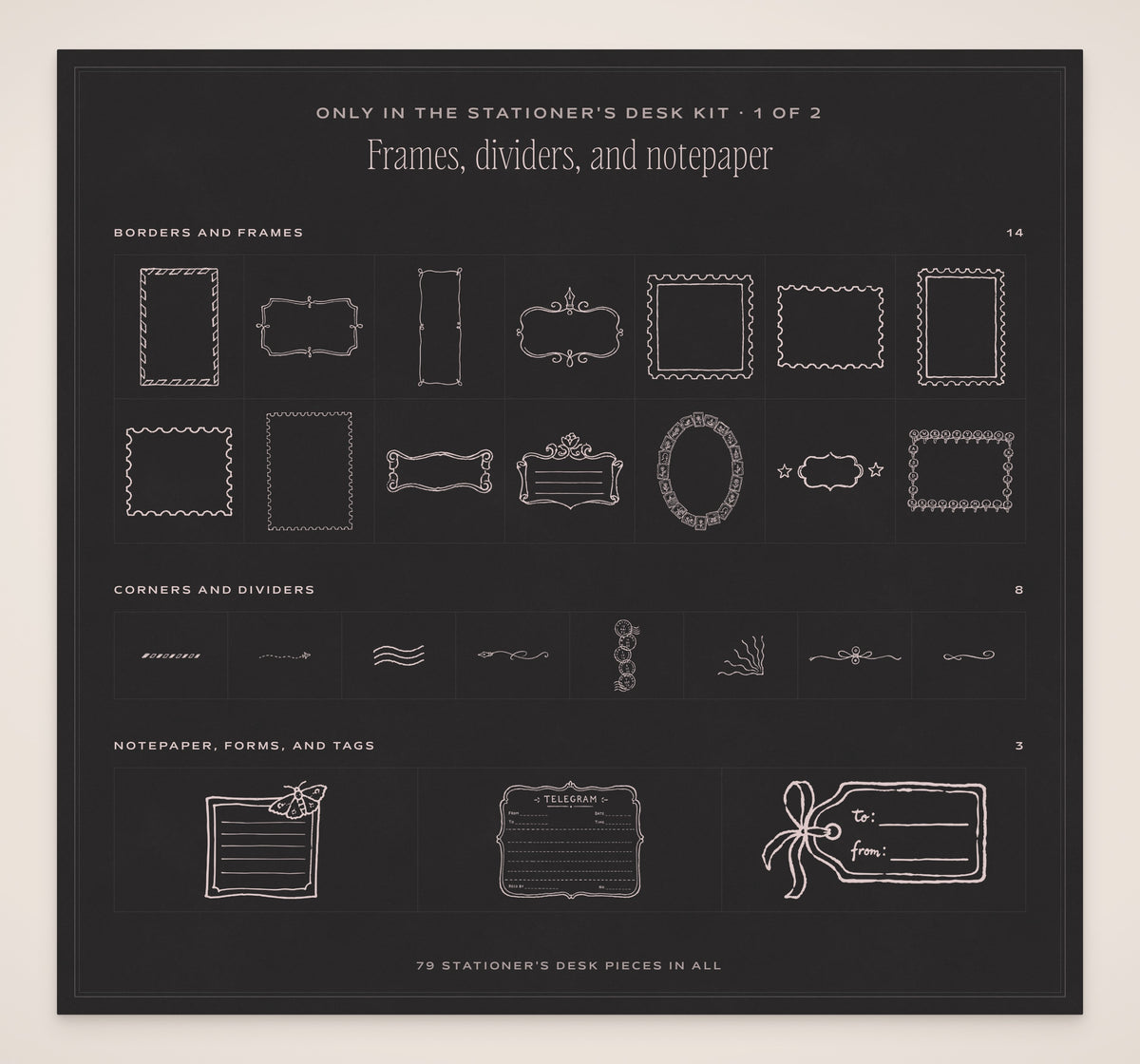 The Stationer's Desk Invitation & Sign Builder Kit, stationer's desk pieces 1