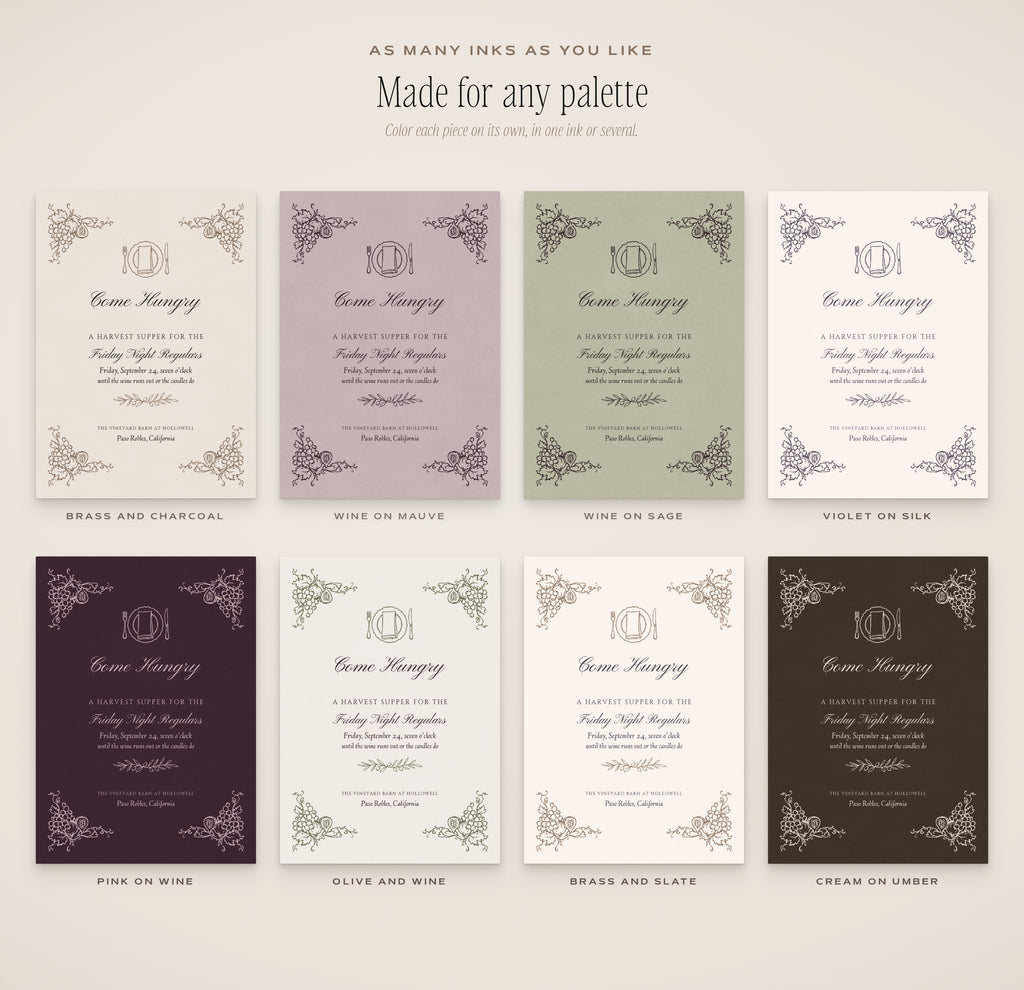The Supper Club Invitation & Sign Builder Kit, any palette