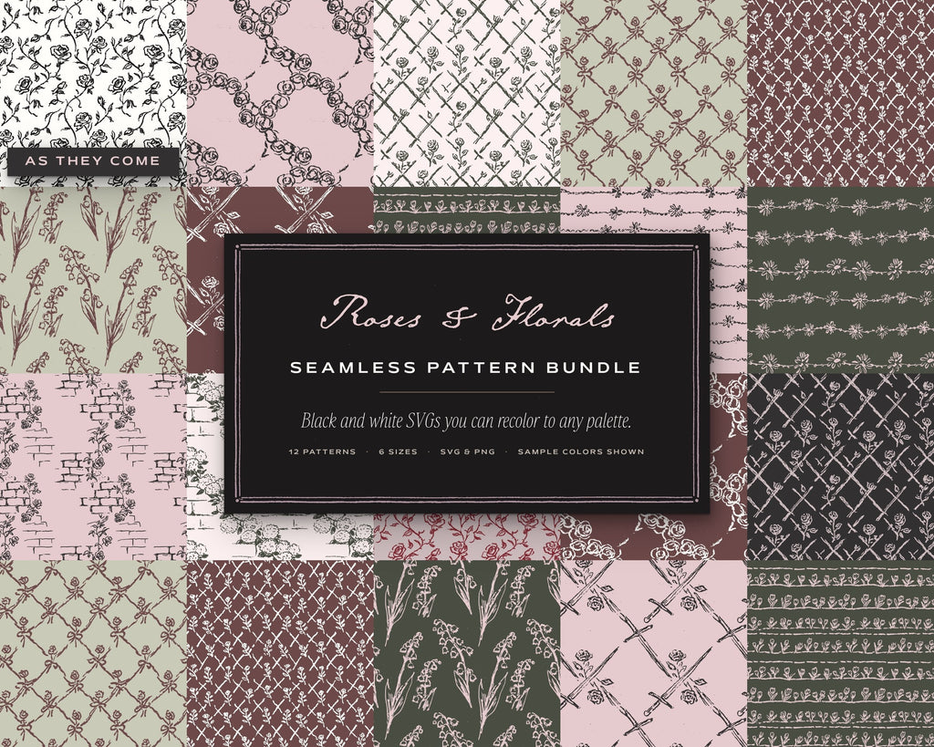 Roses & Florals Seamless Pattern Bundle, cover