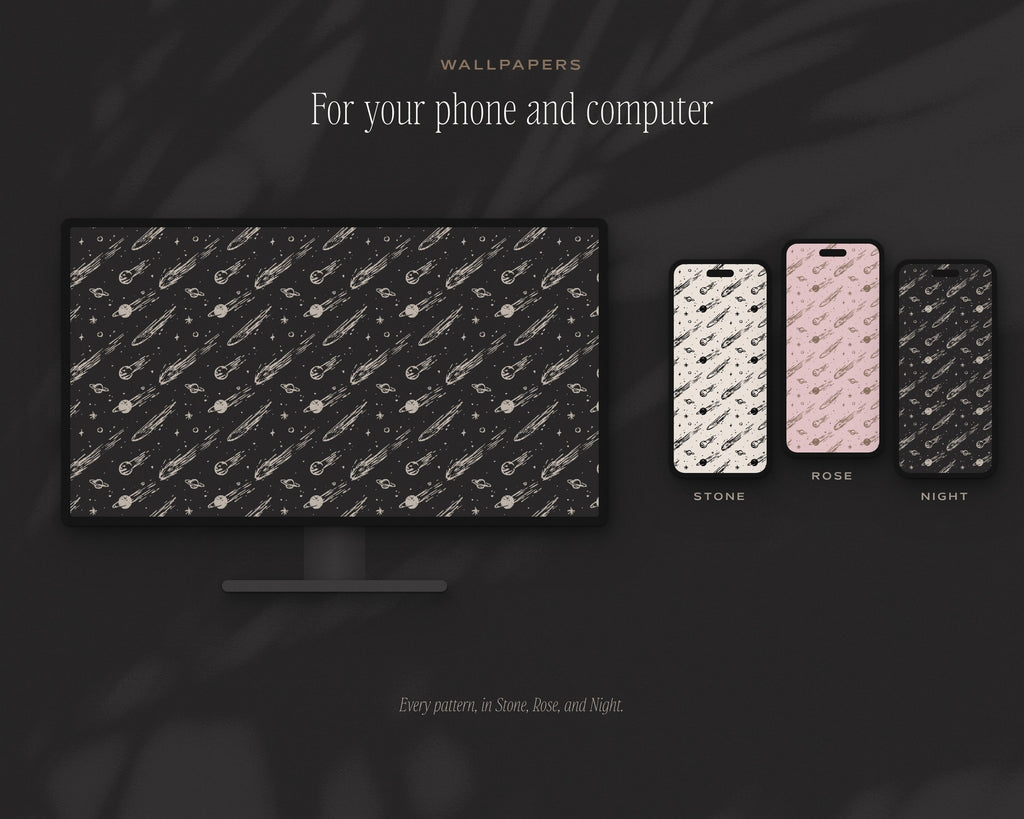 Night Sky Seamless Pattern Bundle, wallpapers