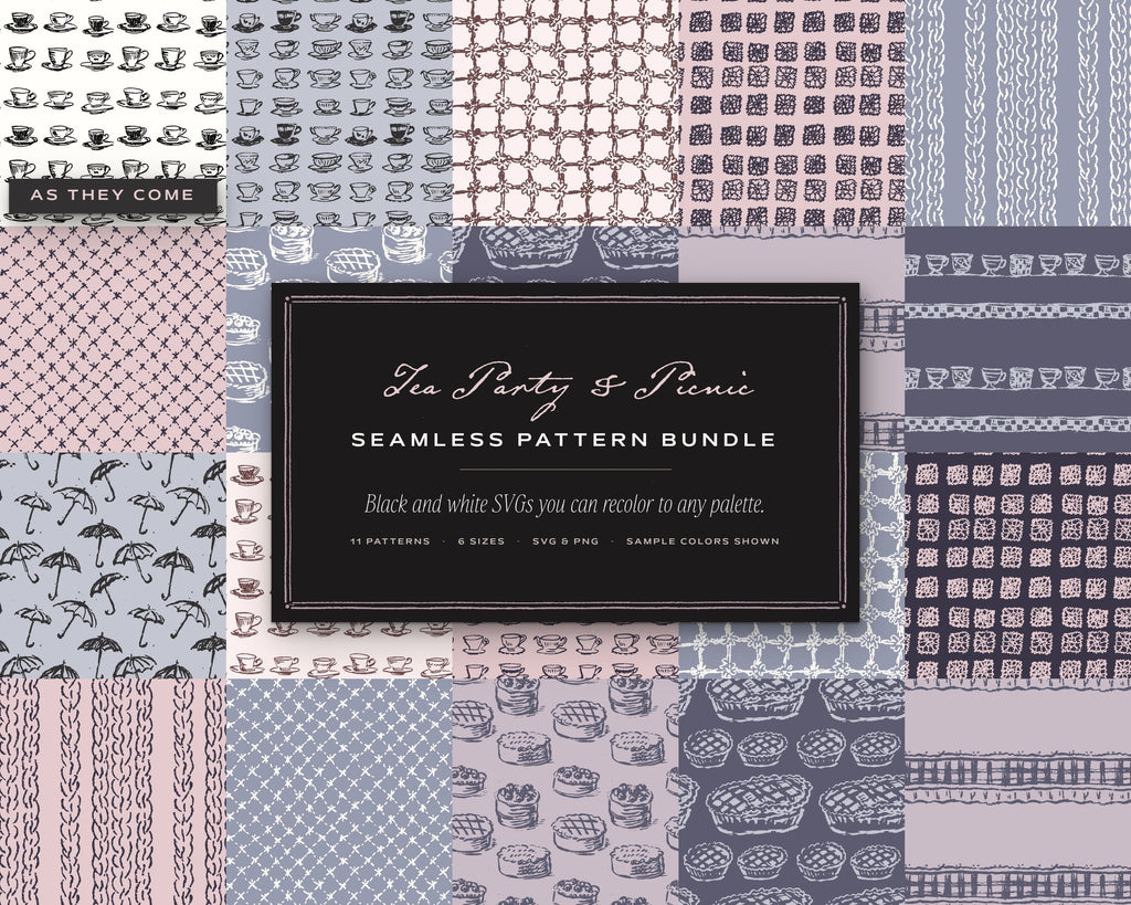 Tea Party & Picnic Seamless Pattern Bundle, cover