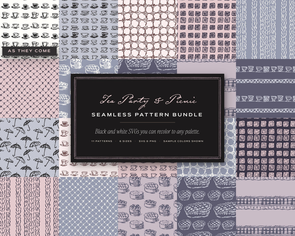 Tea Party & Picnic Seamless Pattern Bundle, cover