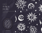 Sun, Moon & Stars Seamless Pattern Bundle, up close