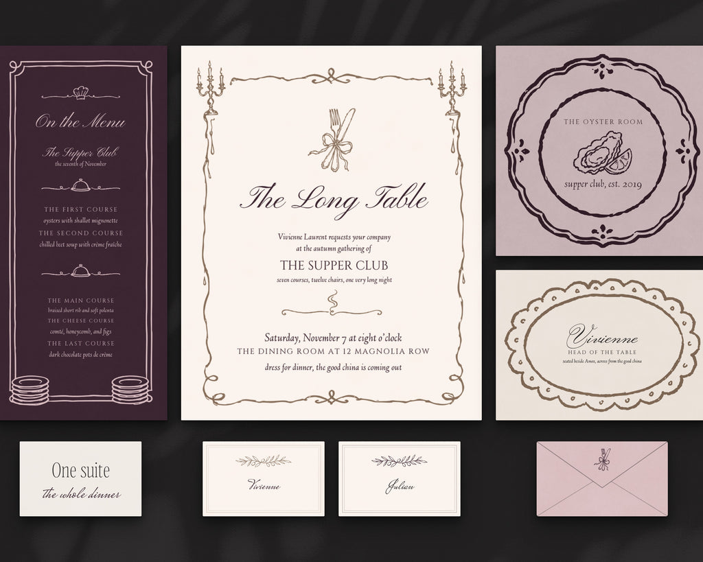The Supper Club Invitation & Sign Builder Kit, the whole dinner