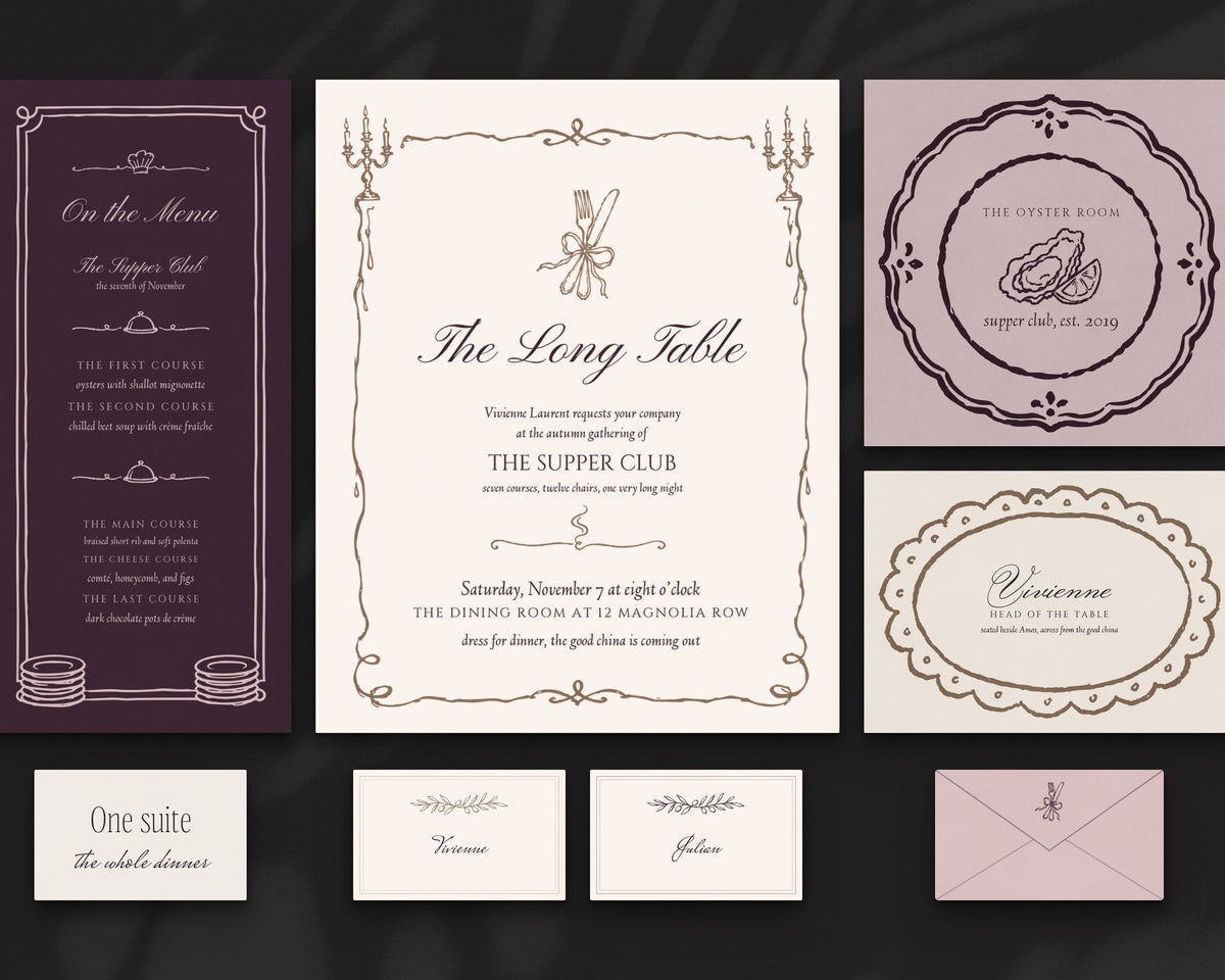 The Supper Club Invitation & Sign Builder Kit, the whole dinner