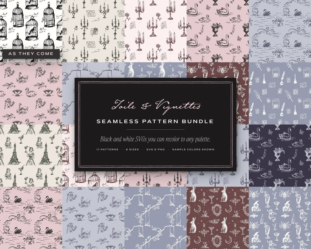 Toile & Vignettes Seamless Pattern Bundle, cover