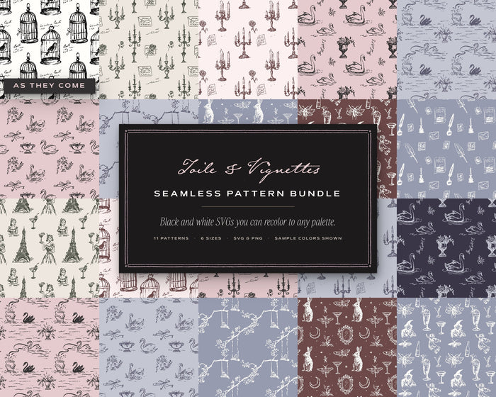 Toile & Vignettes Seamless Pattern Bundle