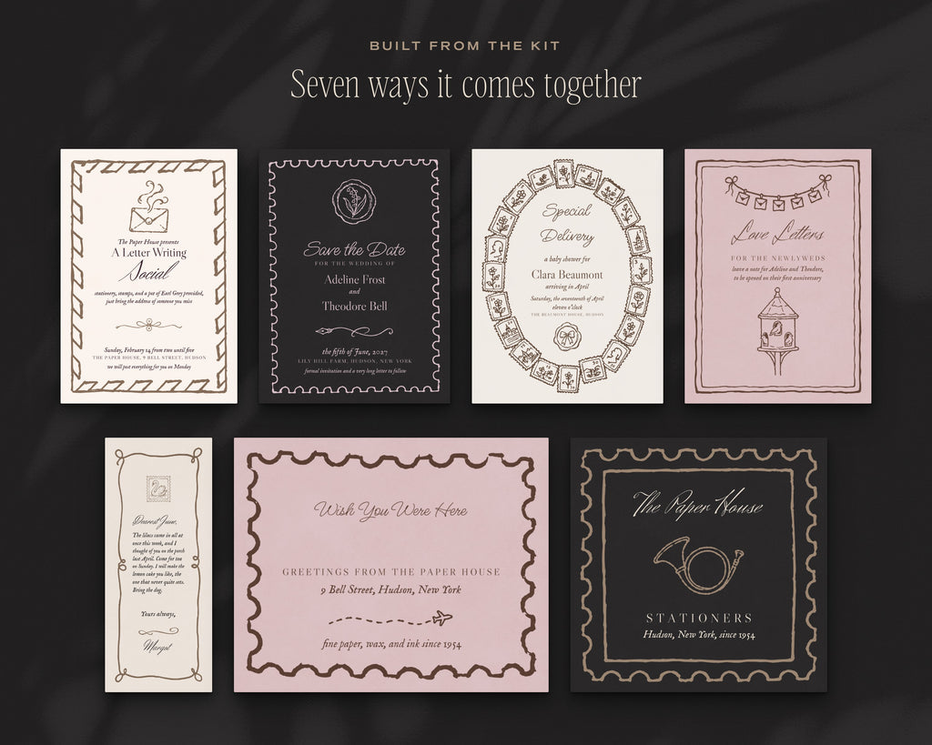 The Stationer's Desk Invitation & Sign Builder Kit, built from the kit