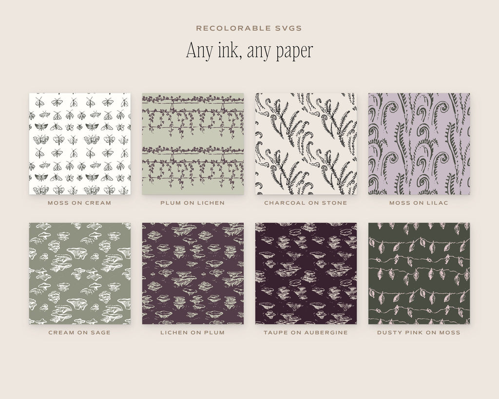 Garden & Woodland Seamless Pattern Bundle, any ink, any paper