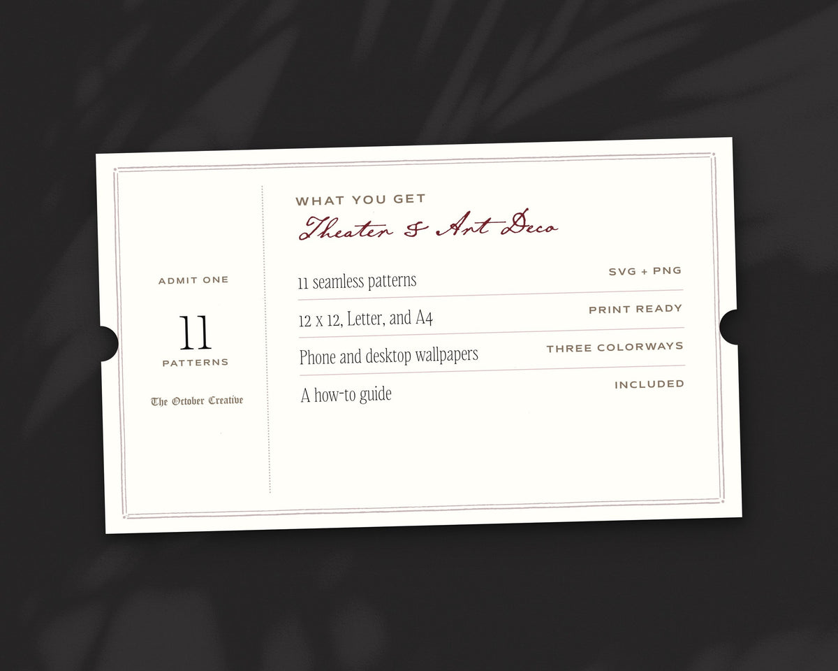 Theater & Art Deco Seamless Pattern Bundle, what you get