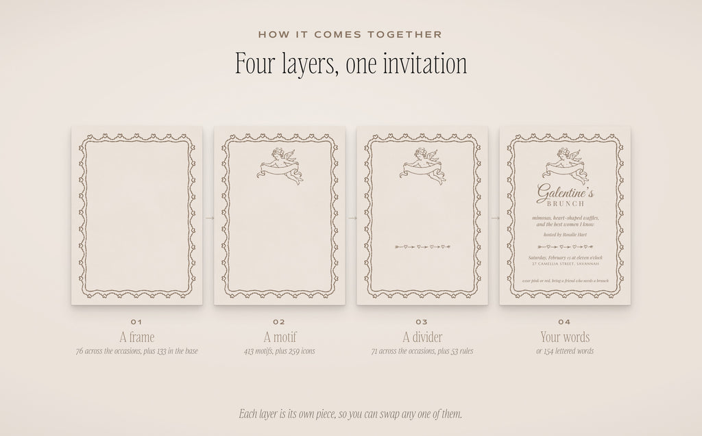 The Occasions Invitation & Sign Builder Kit, four layers