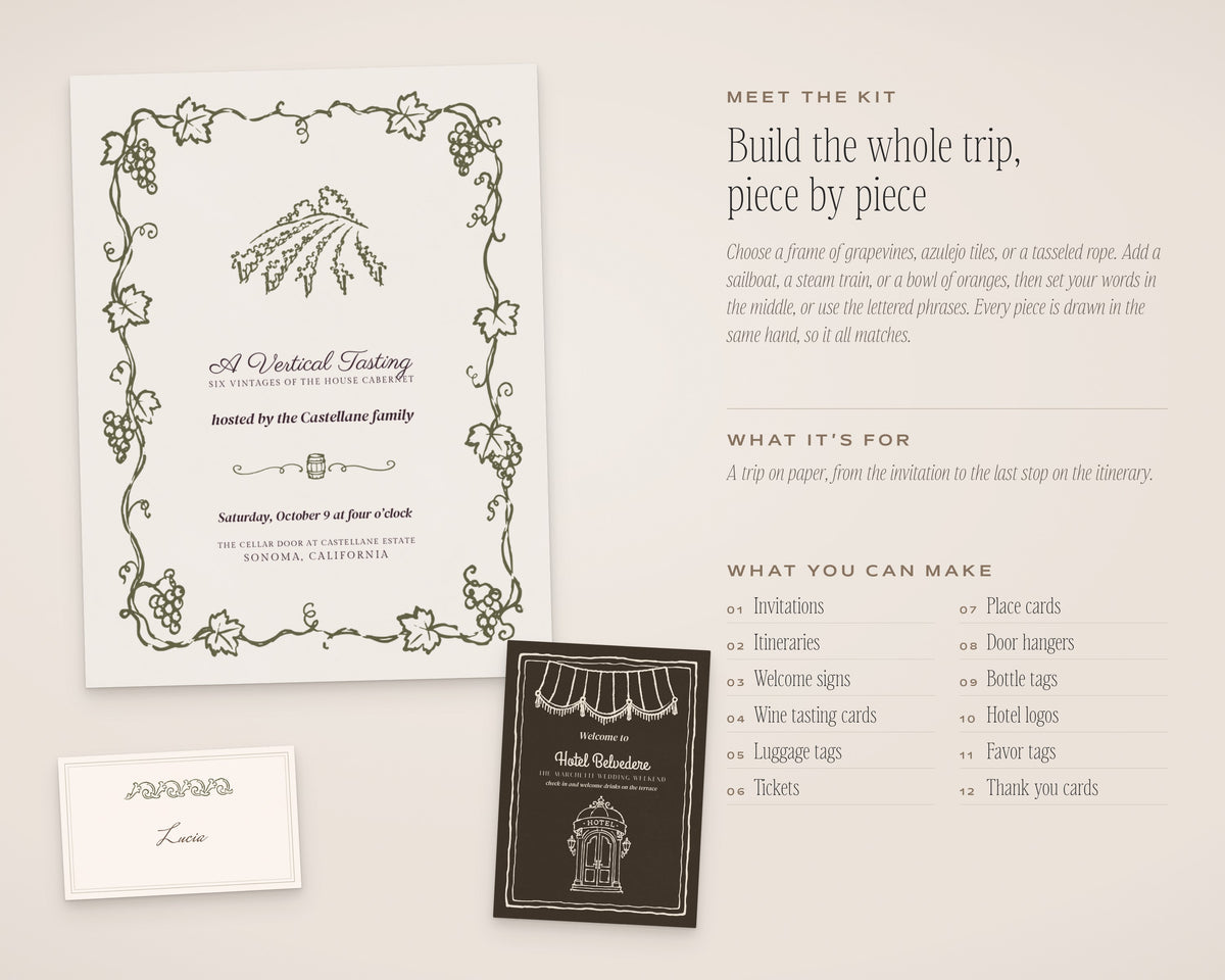 The Grand Vacation Invitation & Sign Builder Kit, introduction