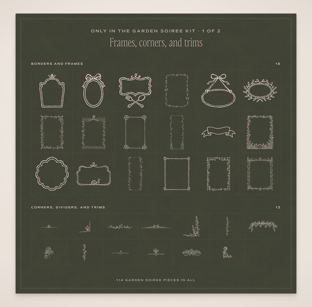 The Garden Soiree Invitation & Sign Builder Kit, garden soiree pieces 1