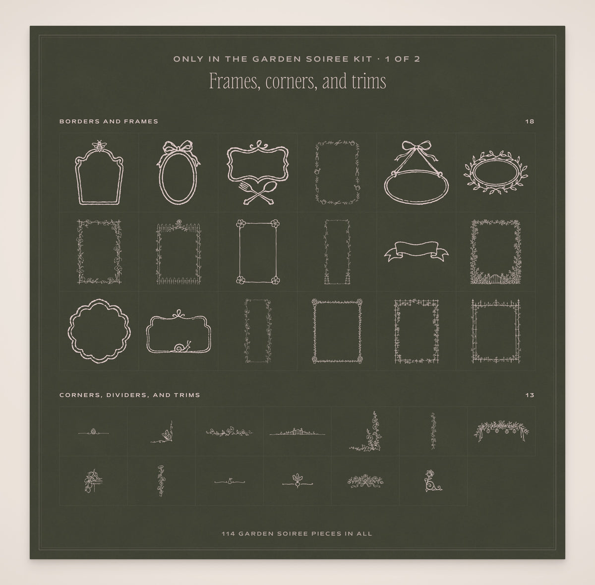 The Garden Soiree Invitation & Sign Builder Kit, garden soiree pieces 1