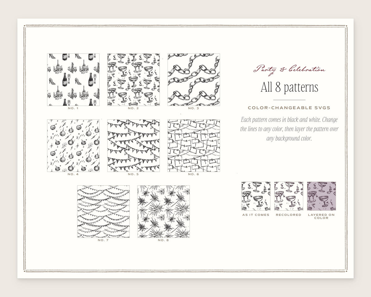Party & Celebration Seamless Pattern Bundle, all the patterns