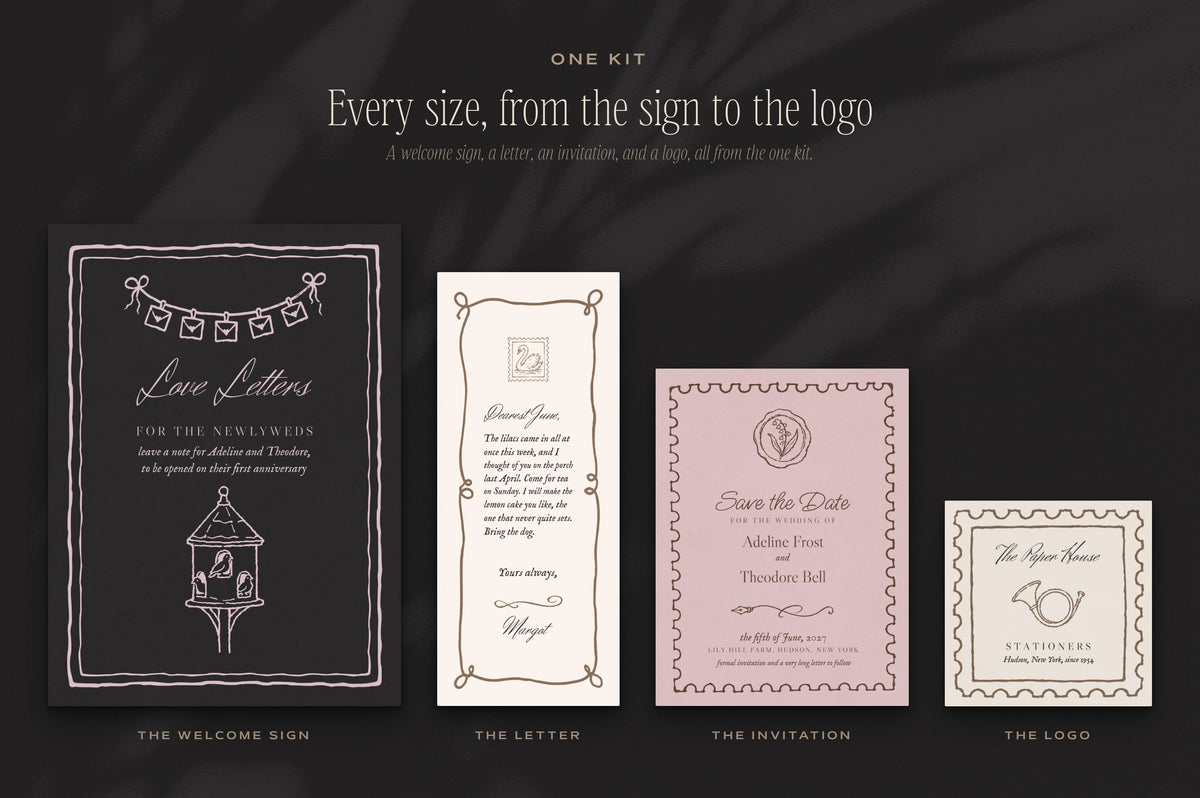 The Stationer's Desk Invitation & Sign Builder Kit, every size